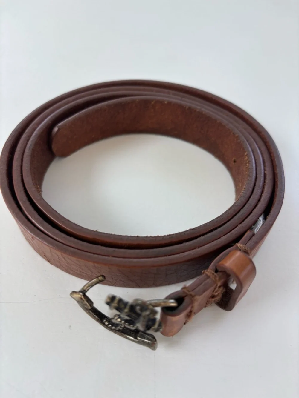 J. Crew Tan Leather Belt with Anchor Buckle medium women - Picture 3 of 7